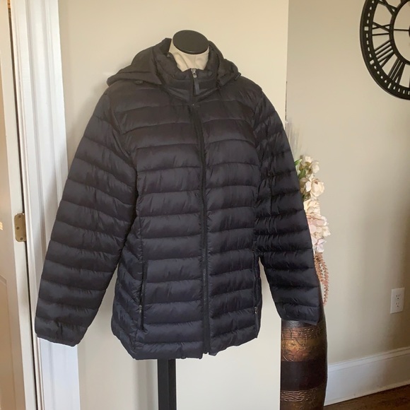 st john's bay hooded packable lightweight puffer jacket
